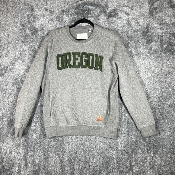 Pressbox Tops - Pressbox Pullover Womens M Gray Quilted Fleece Lined Pockets OREGON Applique